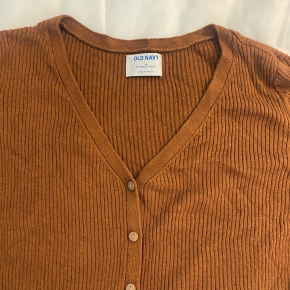 Old Navy Brown Ribbed V Neck Cardigan size Medium - Picture 4 of 4